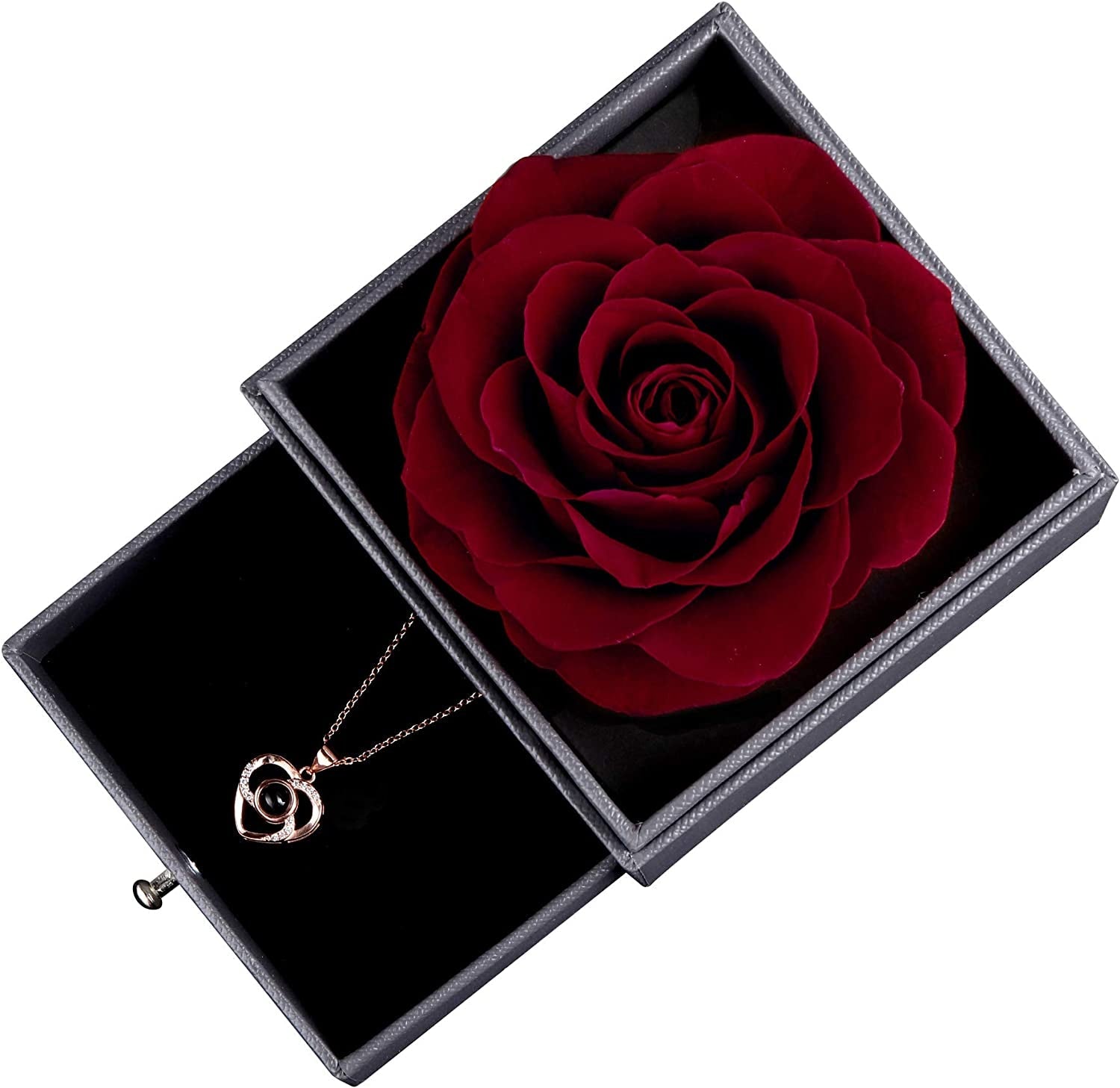100 Languages Love Necklace & Preserved Rose Gift Set - Bella Fils jewelry