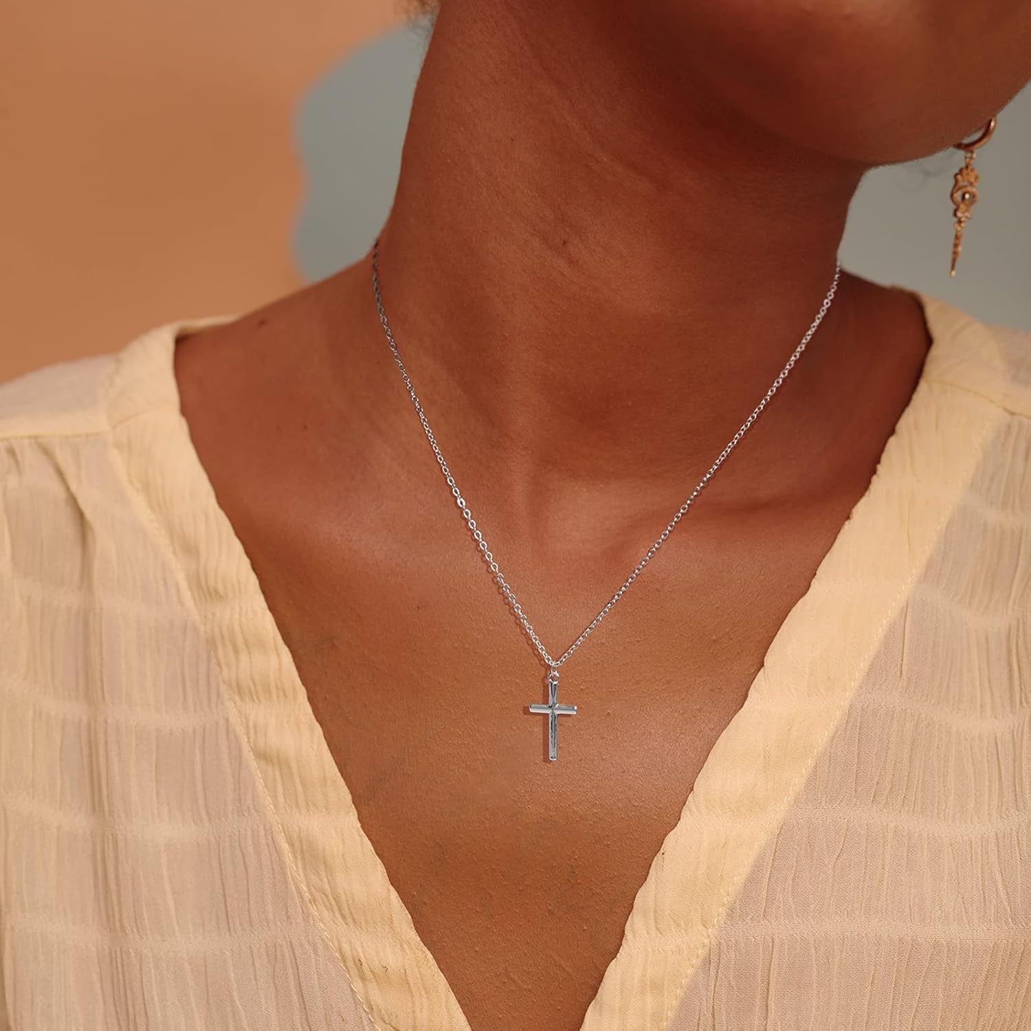14K Gold Plated Cross Necklace for Women – Faith Pendant - Bella Fils jewelry
