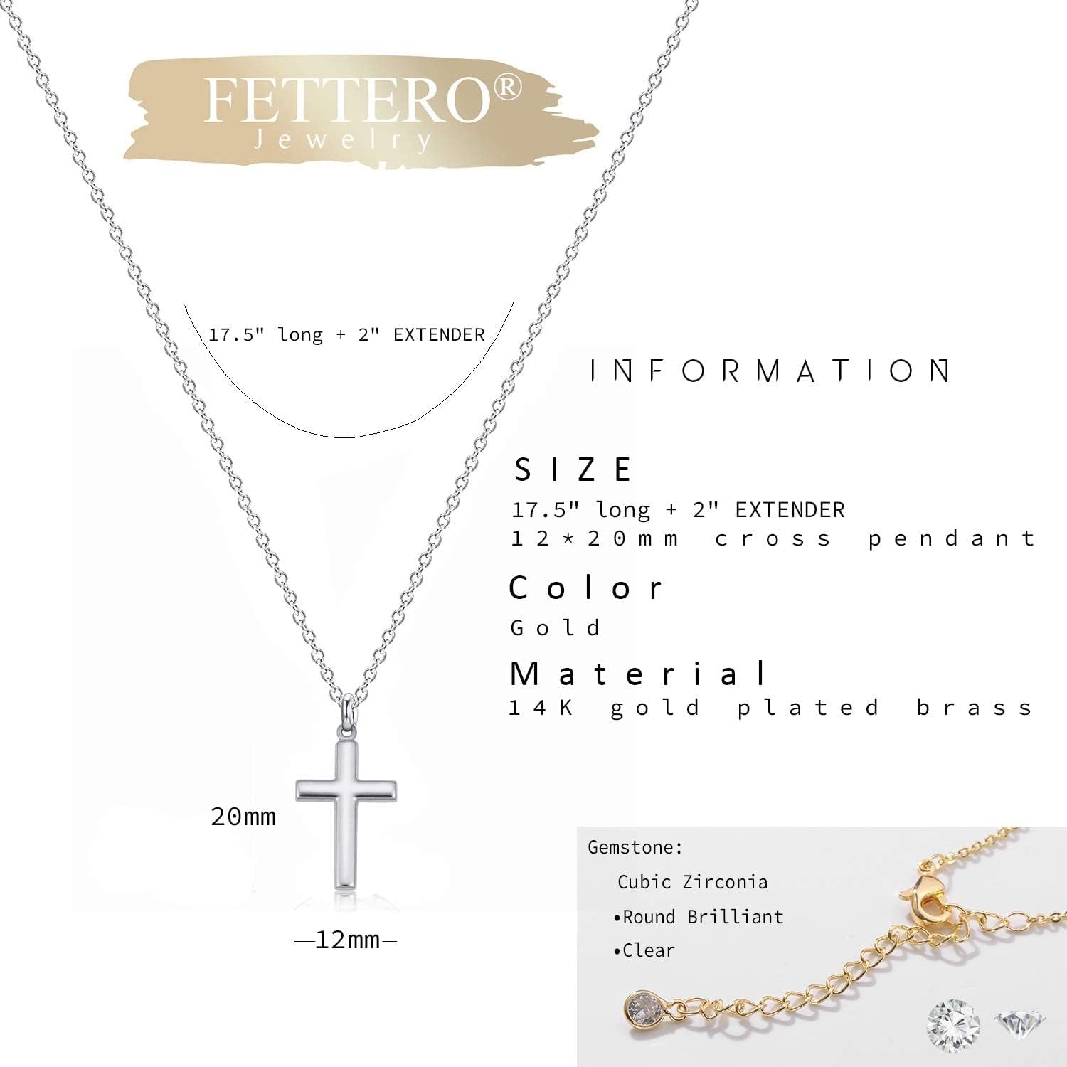 14K Gold Plated Cross Necklace for Women – Faith Pendant - Bella Fils jewelry
