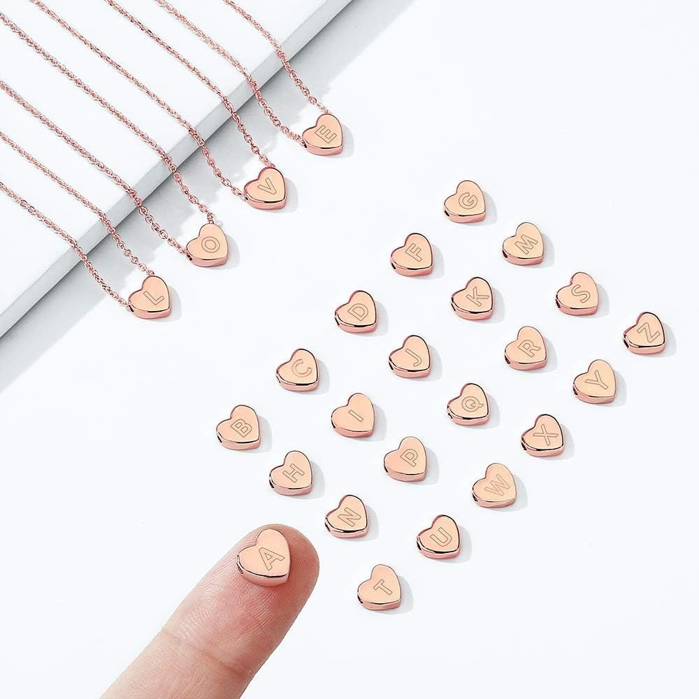 14K Rose Gold Heart Letter Necklace – Initial Pendant for Women - Bella Fils jewelry