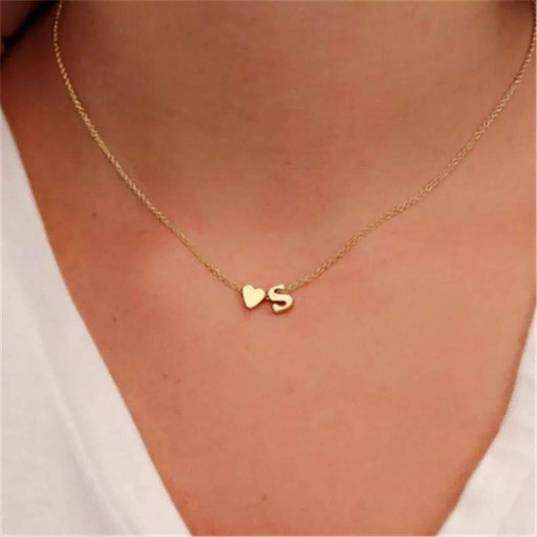 18K Gold Plated Initial Heart Necklace for Women - Bella Fils jewelry