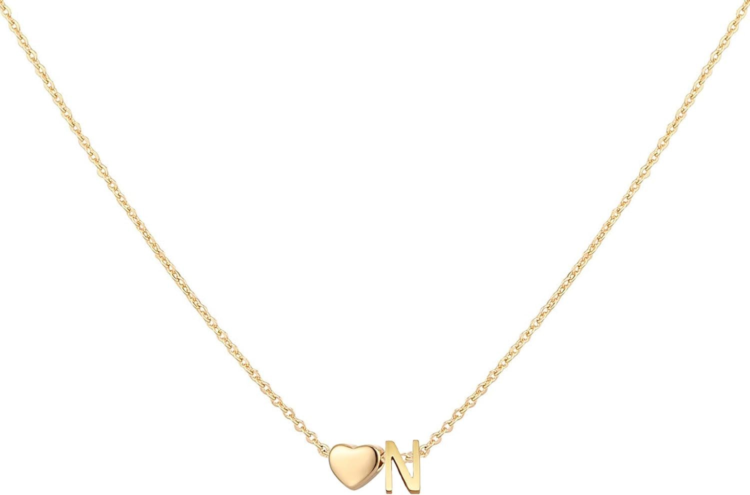 18K Gold Plated Initial Heart Necklace for Women - Bella Fils jewelry