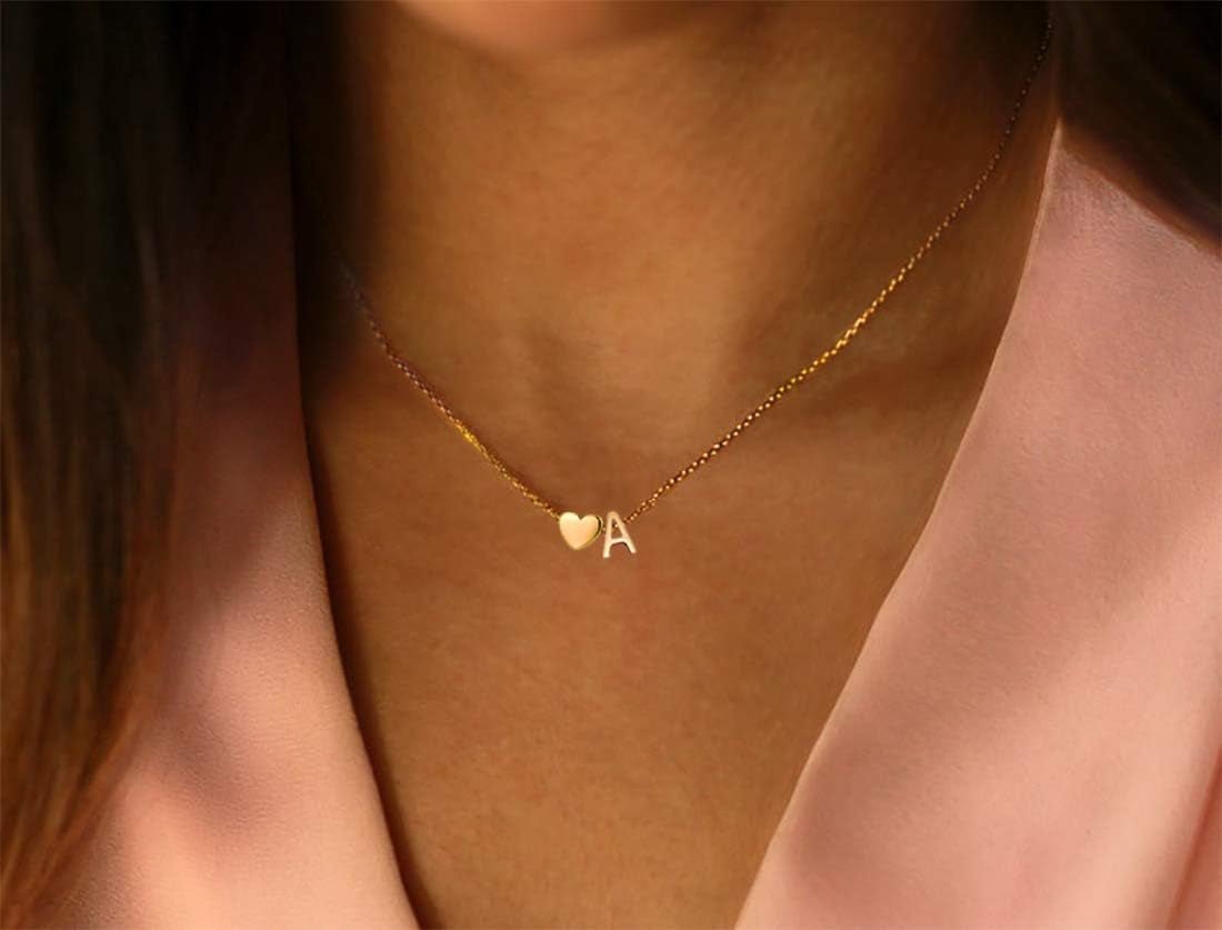18K Gold Plated Initial Heart Necklace for Women - Bella Fils jewelry