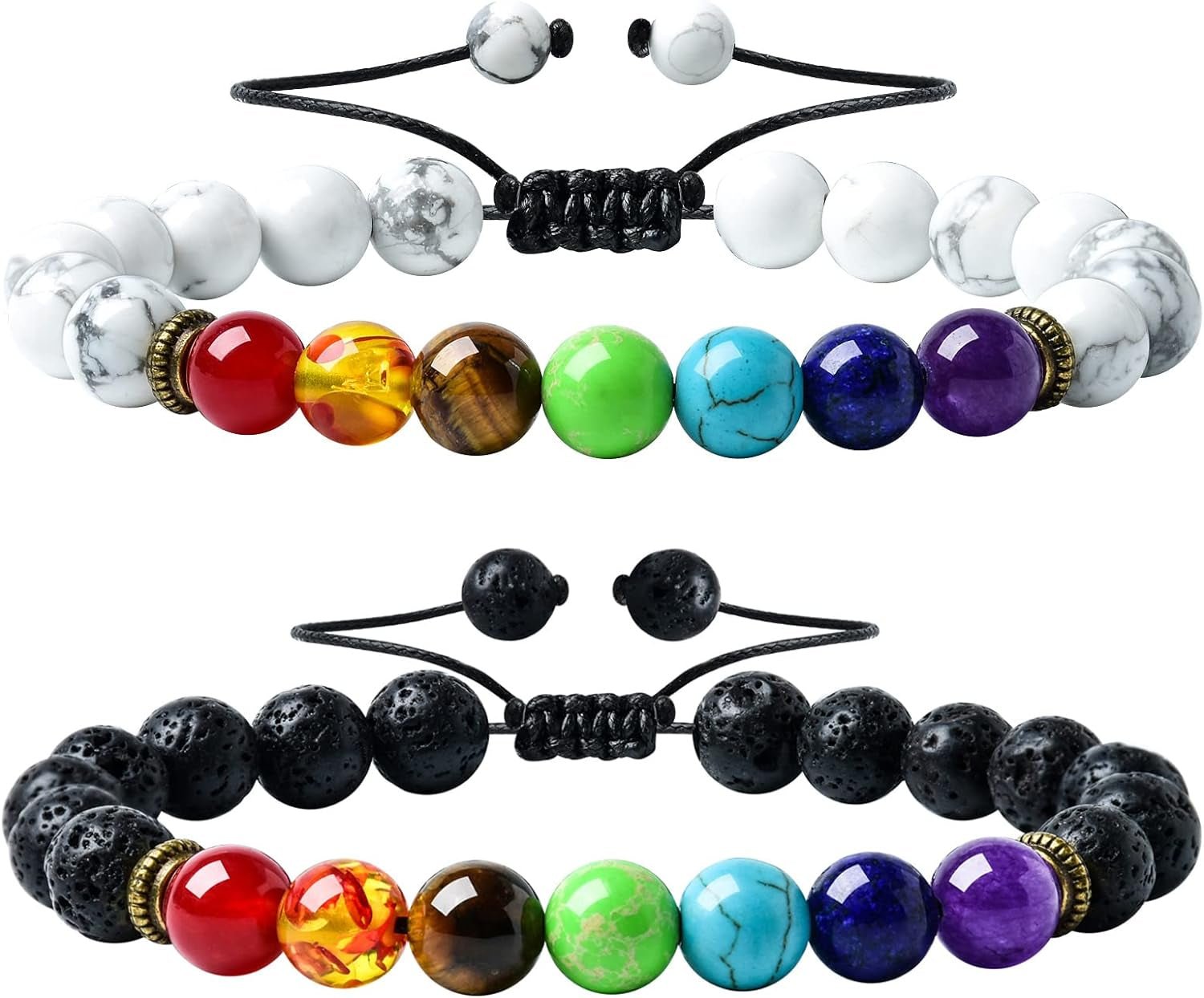 2PCS Lava Rock Bracelet Set – Yoga Chakra Diffuser Jewelry - Bella Fils jewelry