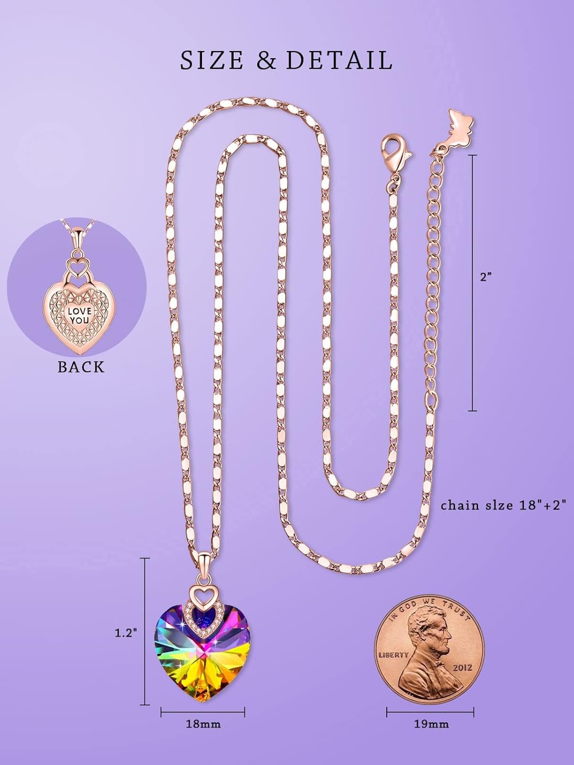 3 Hearts Crystal Necklace for Women – Love You Engraved Pendant - Bella Fils jewelry