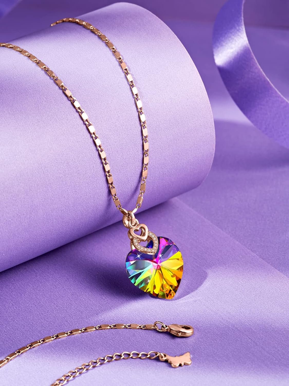3 Hearts Crystal Necklace for Women – Love You Engraved Pendant - Bella Fils jewelry