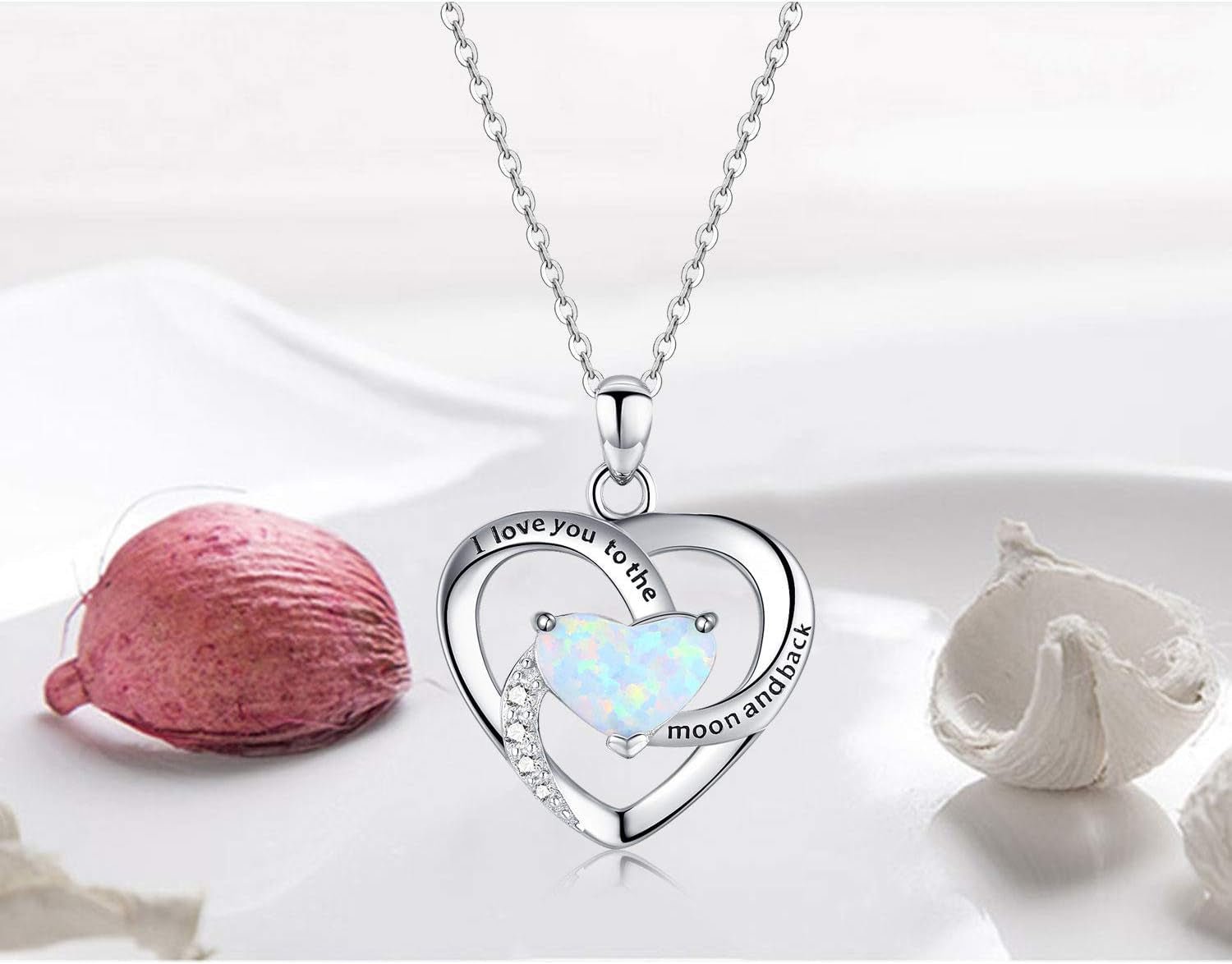 925 Silver Heart Necklace – I Love You to the Moon Pendant - Bella Fils jewelry