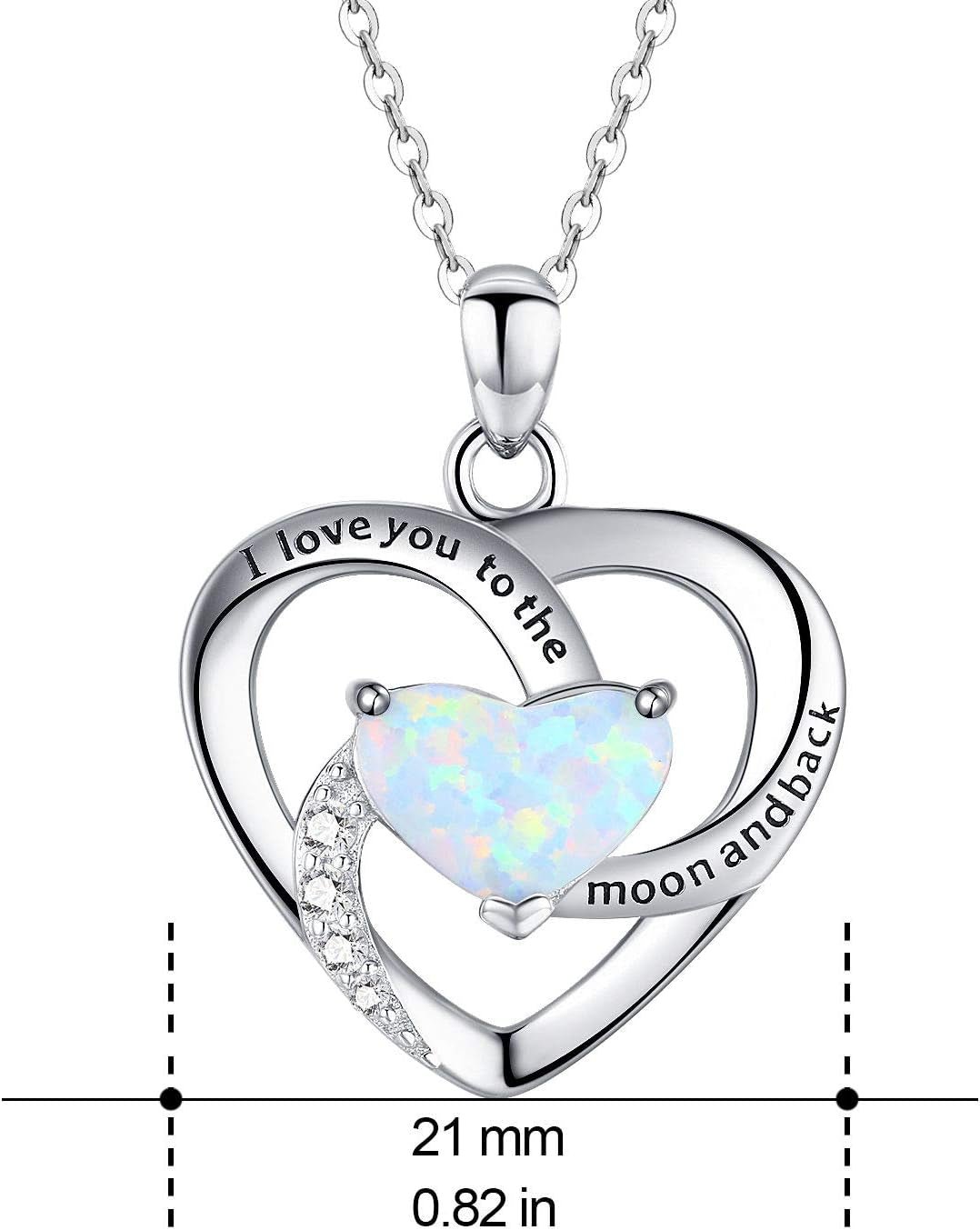 925 Silver Heart Necklace – I Love You to the Moon Pendant - Bella Fils jewelry
