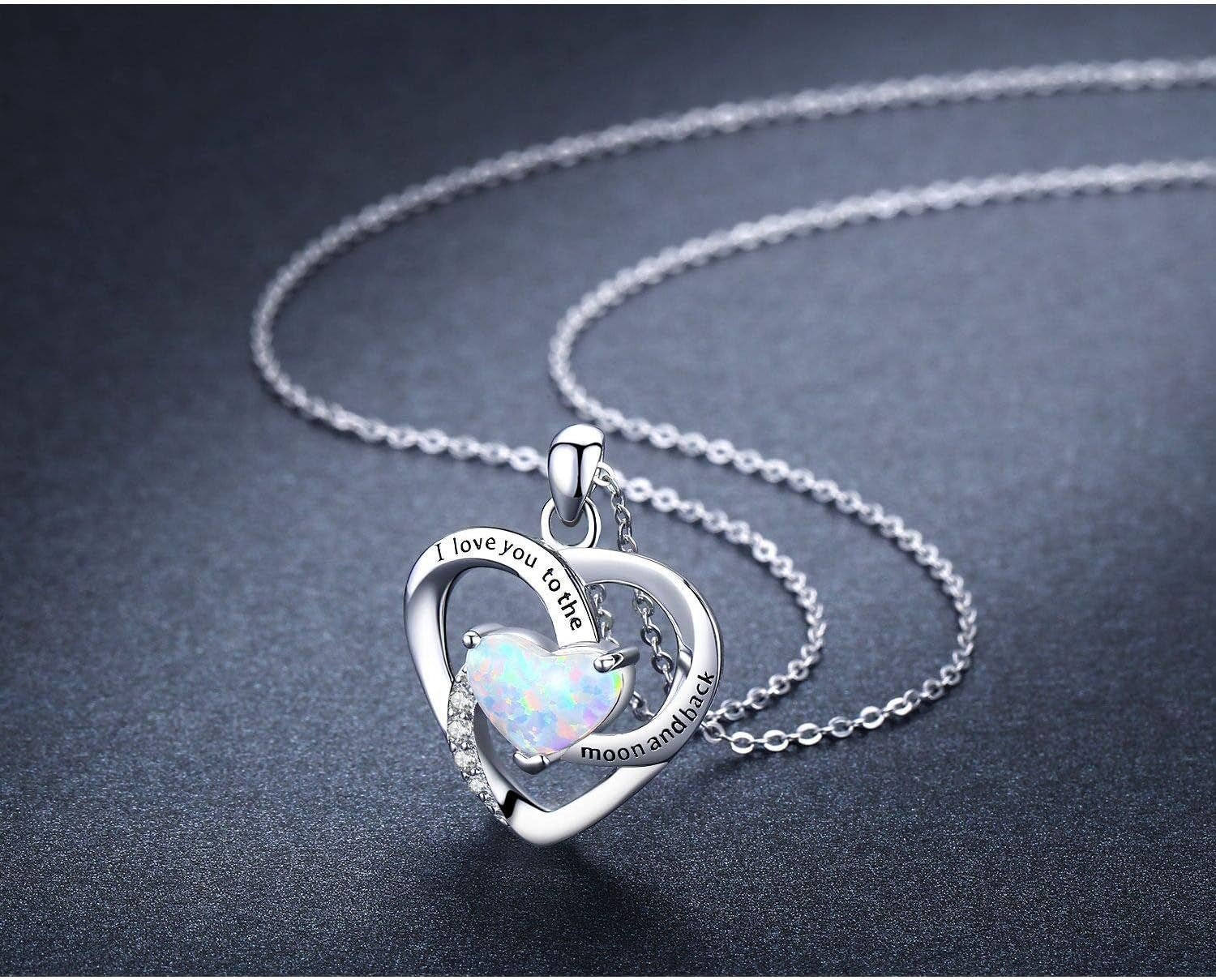 925 Silver Heart Necklace – I Love You to the Moon Pendant - Bella Fils jewelry