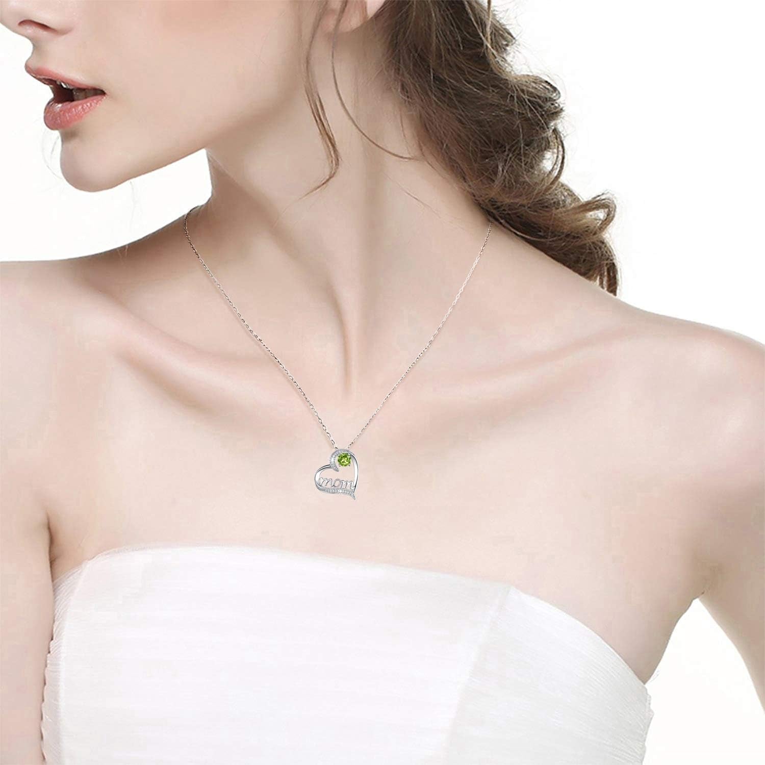 925 Sterling Silver Birthstone Heart Necklace for Women - Bella Fils jewelry