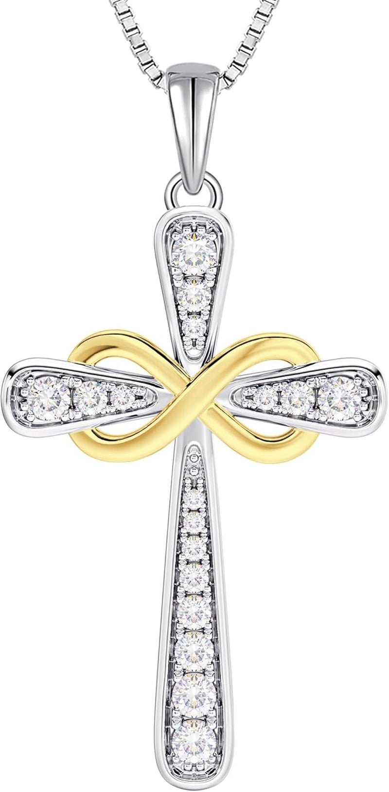 925 Sterling Silver Cross Necklace for Women – Halo CZ Pendant - Bella Fils jewelry