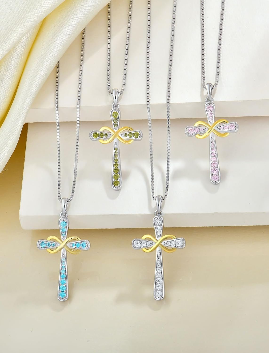 925 Sterling Silver Cross Necklace for Women – Halo CZ Pendant - Bella Fils jewelry