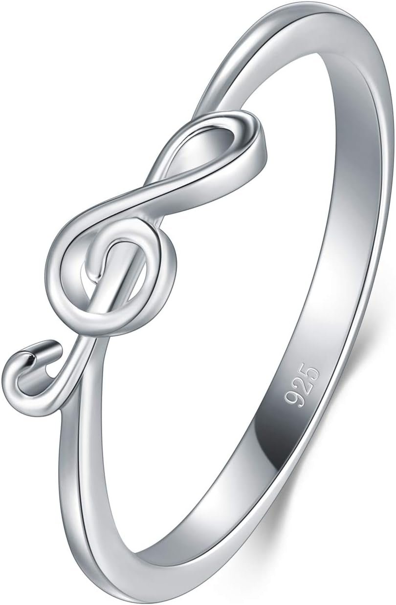 925 Sterling Silver Music Note Band Ring – Stackable Jewelry for Women - Bella Fils jewelry