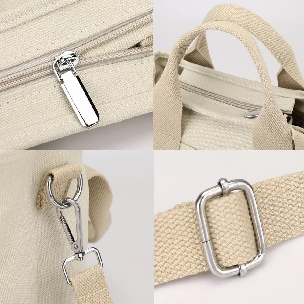 New Large Capacity Multi-Pocket Handbag Women'S Canvas Tote Purses Crossbody Bag Vintage Tote Bags for School