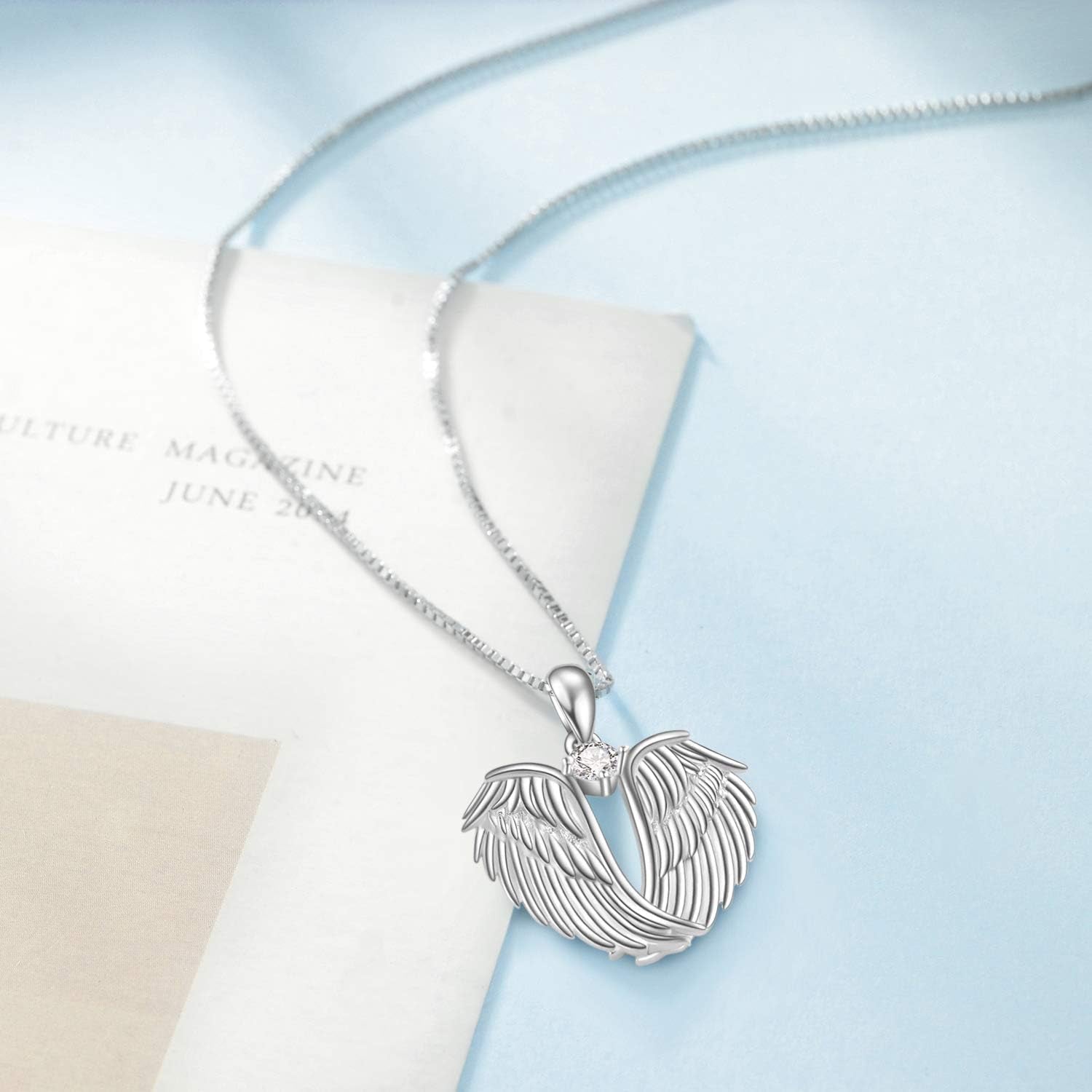 Angel Wings Pendant Necklace – 925 Silver Birthstone Jewelry Gift - Bella Fils jewelry