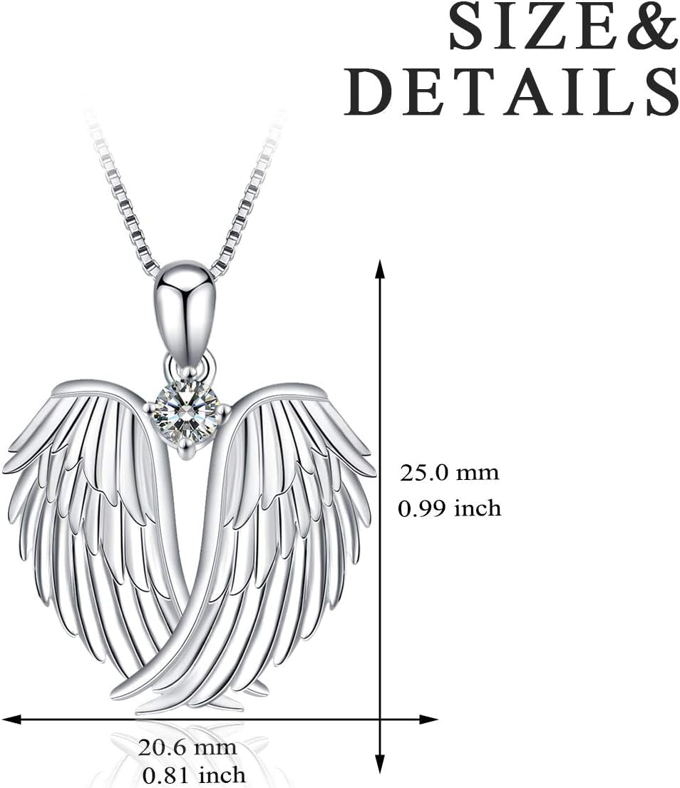 Angel Wings Pendant Necklace – 925 Silver Birthstone Jewelry Gift - Bella Fils jewelry
