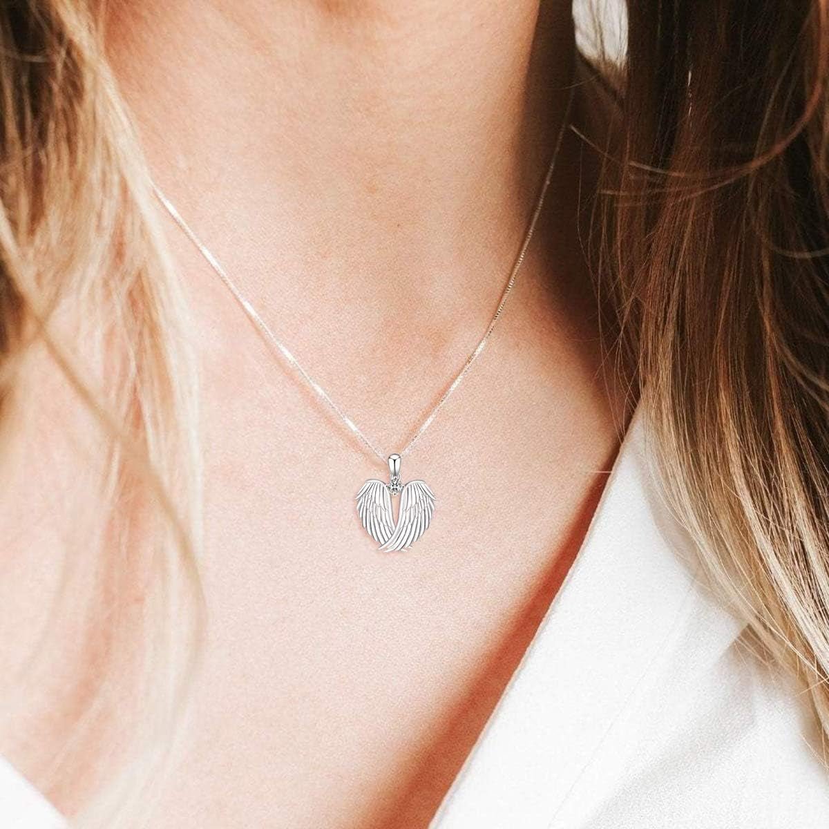 Angel Wings Pendant Necklace – 925 Silver Birthstone Jewelry Gift - Bella Fils jewelry