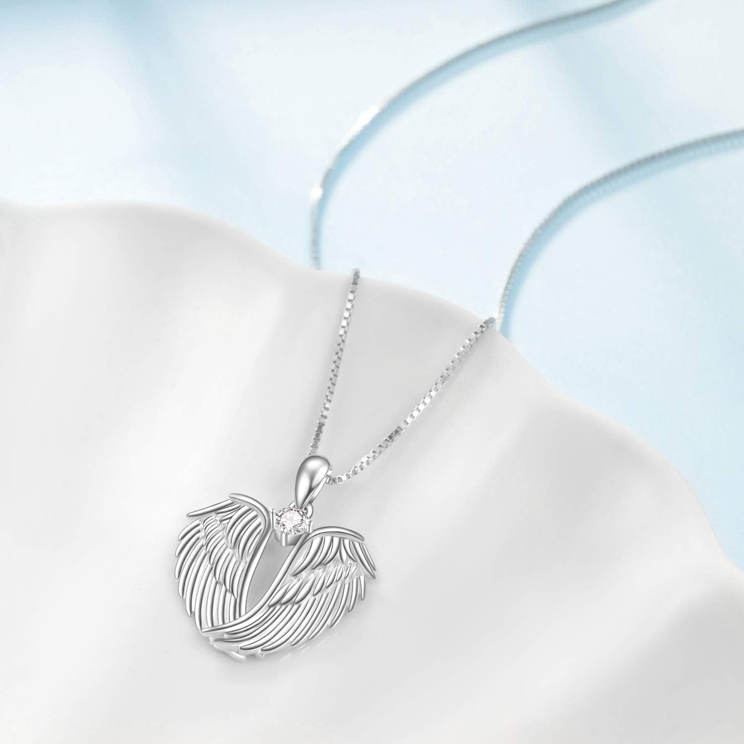 Angel Wings Pendant Necklace – 925 Silver Birthstone Jewelry Gift - Bella Fils jewelry