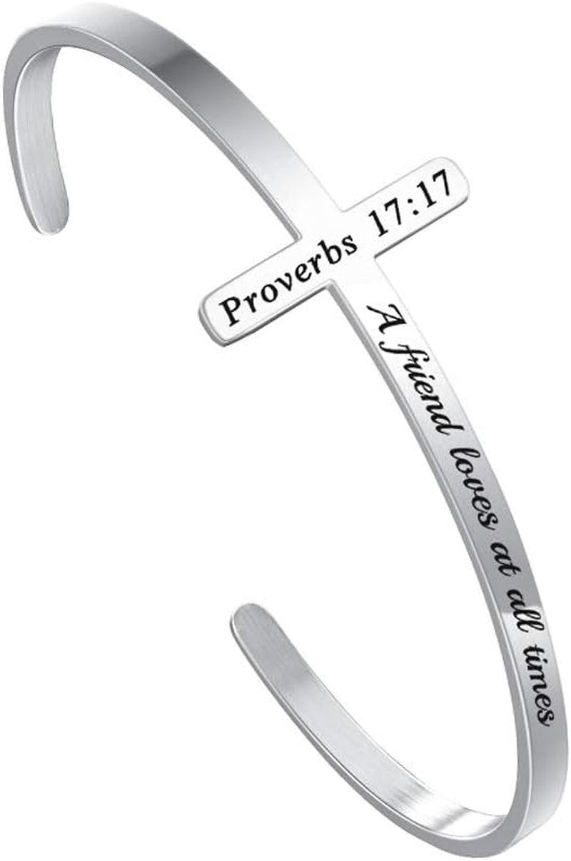 Bible Verse Cross Bracelet for Women – Engraved Faith Jewelry - Bella Fils jewelry