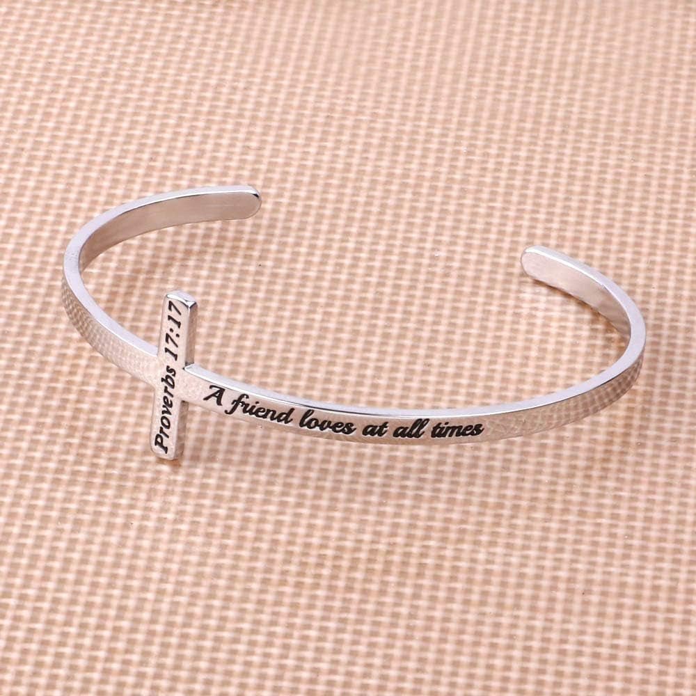 Bible Verse Cross Bracelet for Women – Engraved Faith Jewelry - Bella Fils jewelry