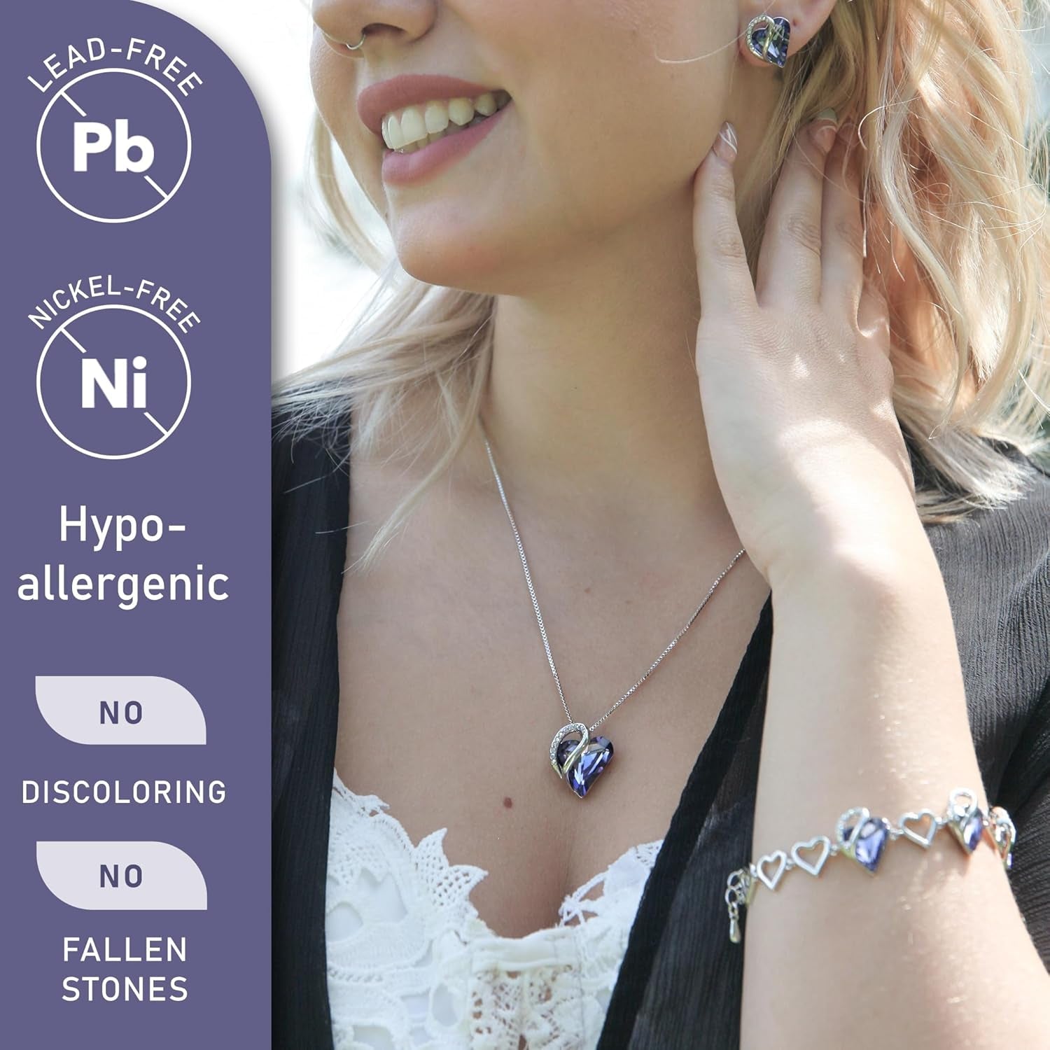 Birthstone Heart Crystal Necklace for Women – Infinity Love Pendant - Bella Fils jewelry