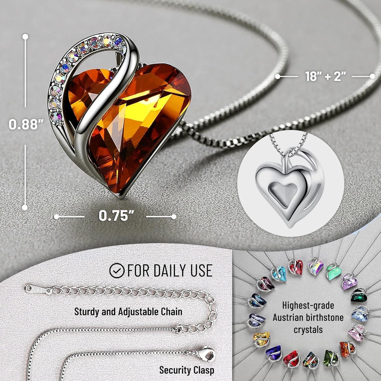Birthstone Heart Necklace for Women – Infinity Love Jewelry - Bella Fils jewelry