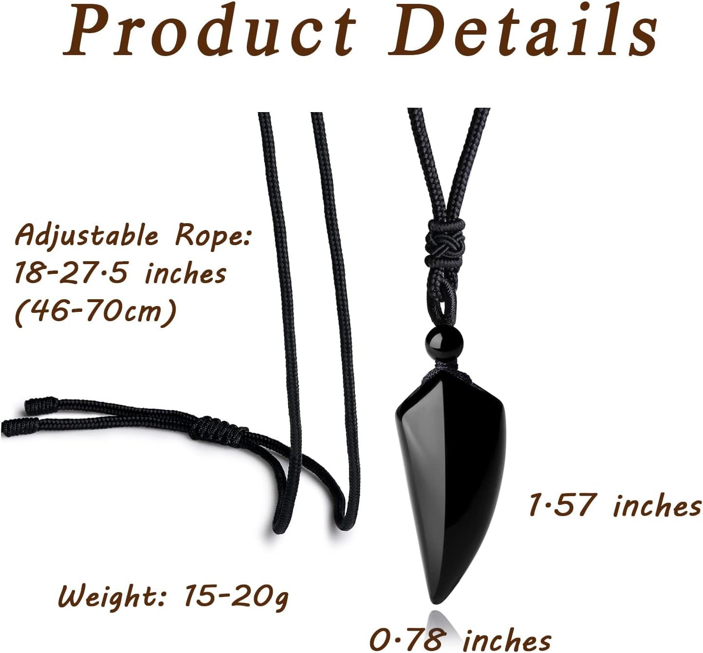 Black Obsidian Crystal Necklace for Men – Adjustable Rope Chain - Bella Fils jewelry