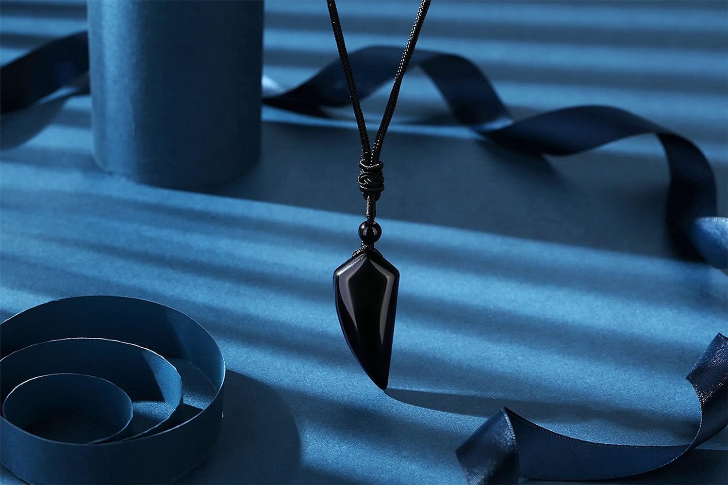Black Obsidian Crystal Necklace for Men – Adjustable Rope Chain - Bella Fils jewelry