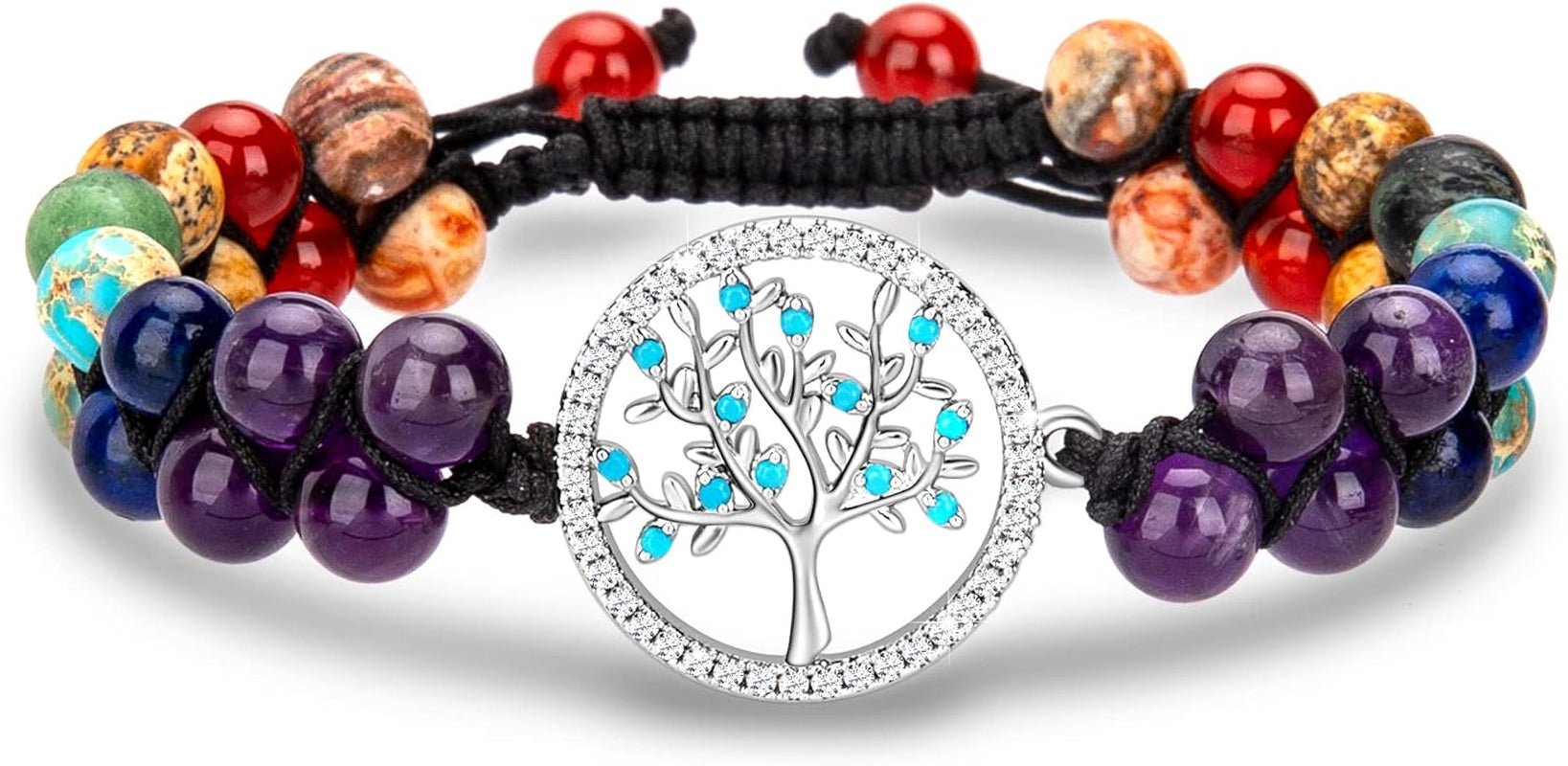 Chakra Bead Bracelets for Women - 8Mm 7 Chakra Bracelet with Real Stones Meditation Yoga Gemstone Jewelry - Bella Fils jewelry