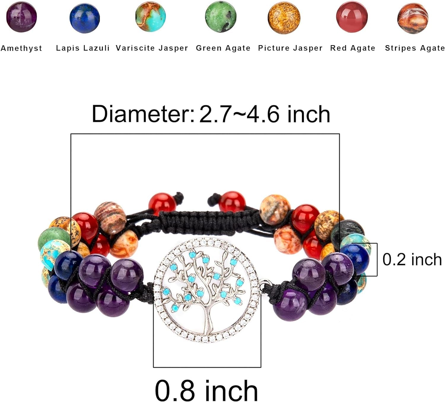 Chakra Bead Bracelets for Women - 8Mm 7 Chakra Bracelet with Real Stones Meditation Yoga Gemstone Jewelry - Bella Fils jewelry