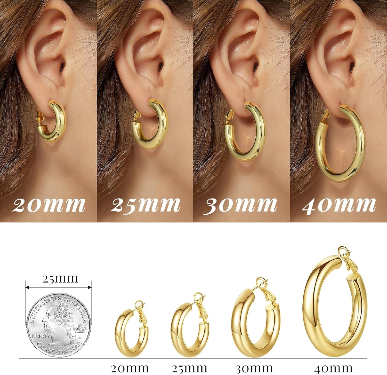 Chunky Gold Hoop Earrings – Hollow Tube Lightweight Design - Bella Fils jewelry