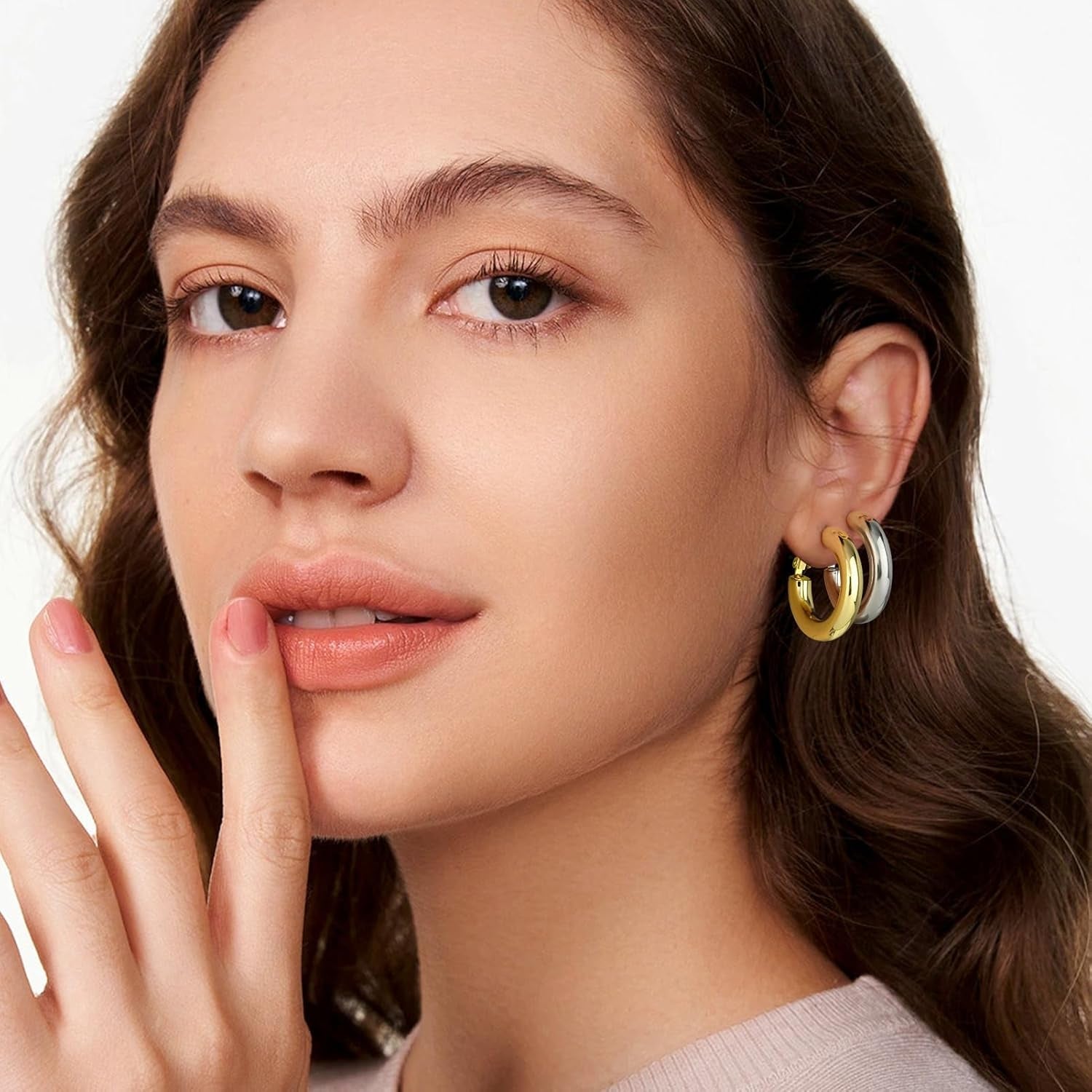 Chunky Gold Hoop Earrings – Hollow Tube Lightweight Design - Bella Fils jewelry