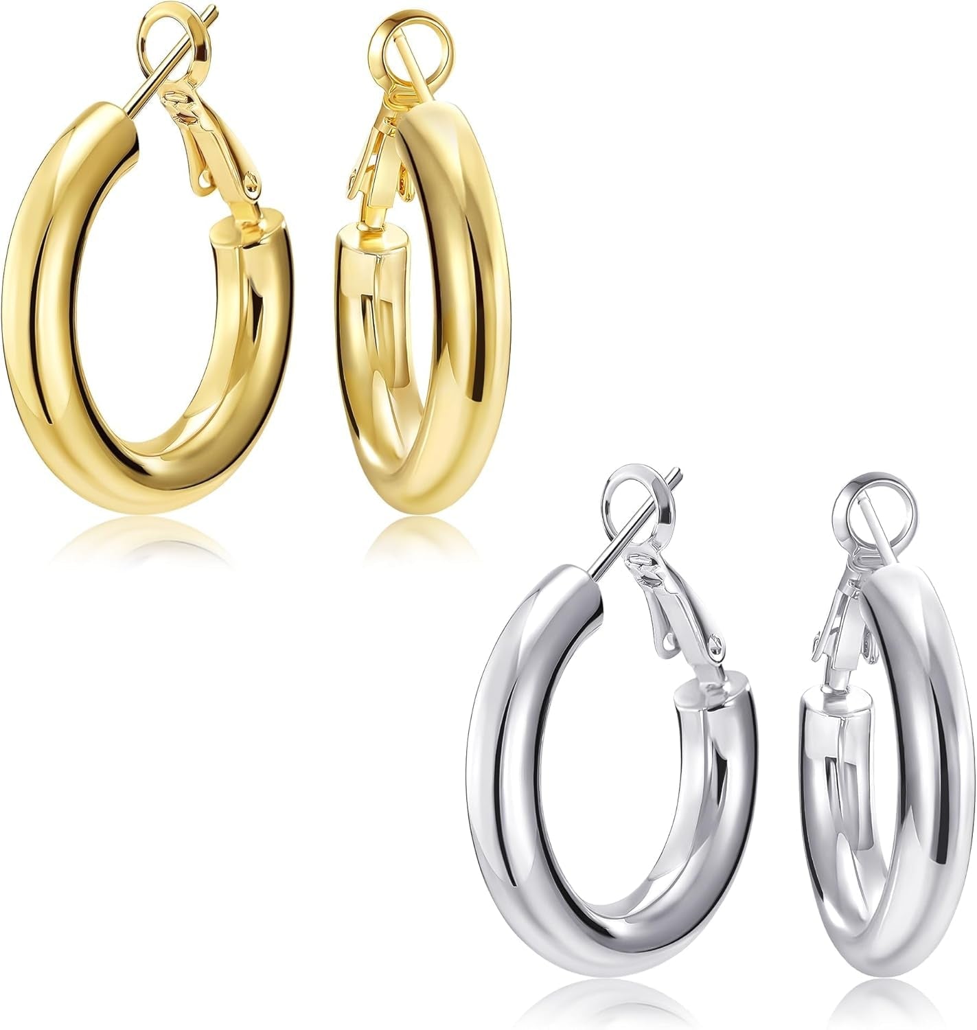 Chunky Gold Hoop Earrings – Hollow Tube Lightweight Design - Bella Fils jewelry