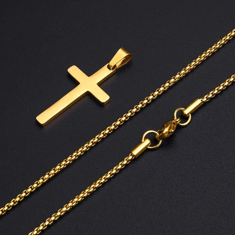 Classic Cross Pendant Necklace for Men – Stainless Steel Chain - Bella Fils jewelry