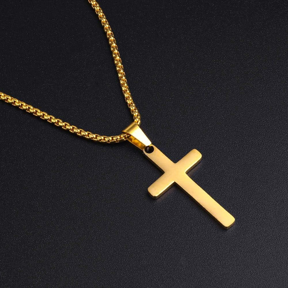 Classic Cross Pendant Necklace for Men – Stainless Steel Chain - Bella Fils jewelry