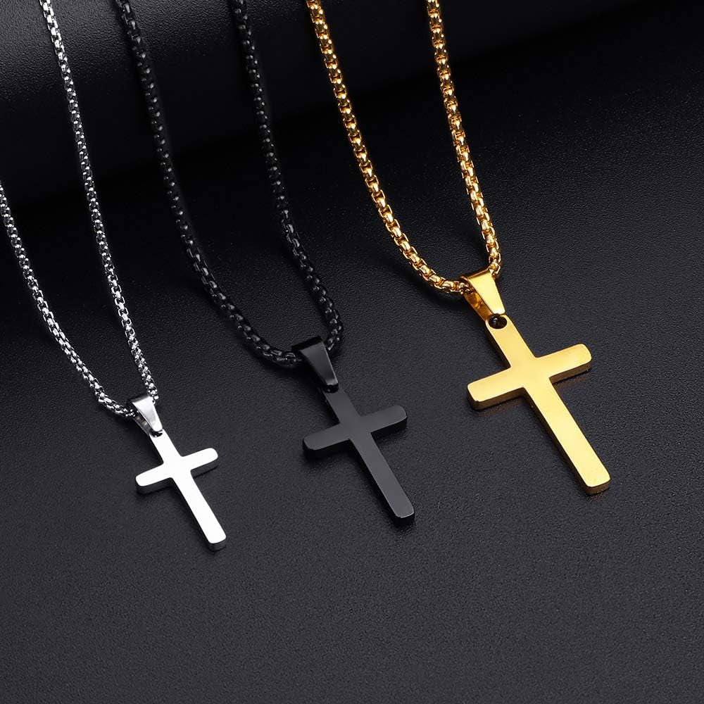 Classic Cross Pendant Necklace for Men – Stainless Steel Chain - Bella Fils jewelry