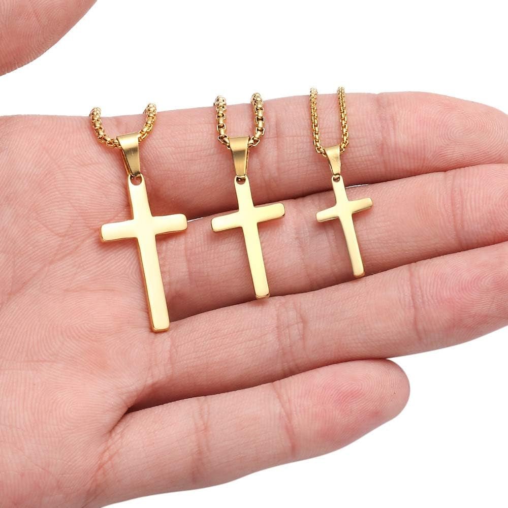 Classic Cross Pendant Necklace for Men – Stainless Steel Chain - Bella Fils jewelry