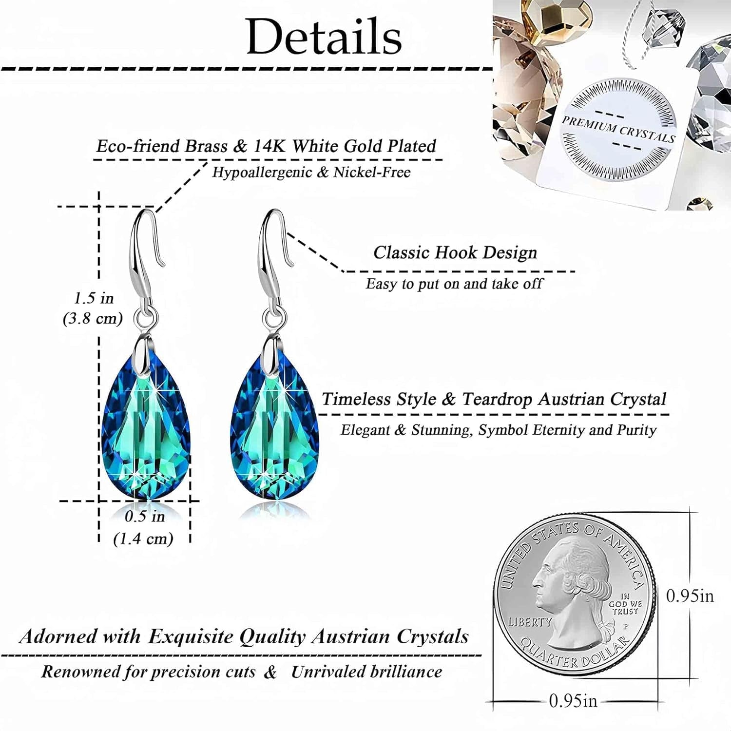 Crystal Teardrop Dangle Earrings - Bella Fils jewelry