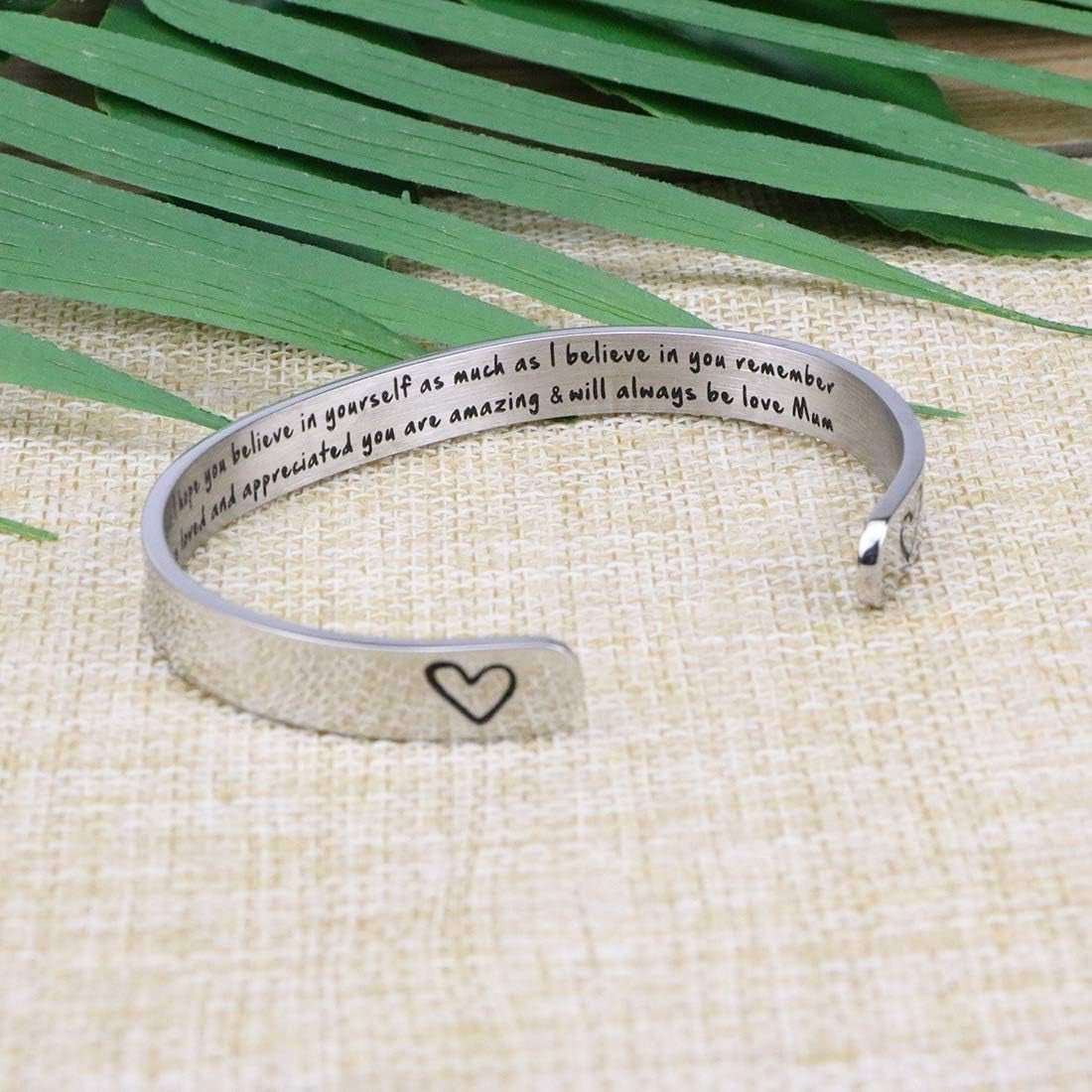 Daughter Mother Bracelets Wide Cuff Bangle Message Engraved Christmas Gifts for Her - Bella Fils jewelry