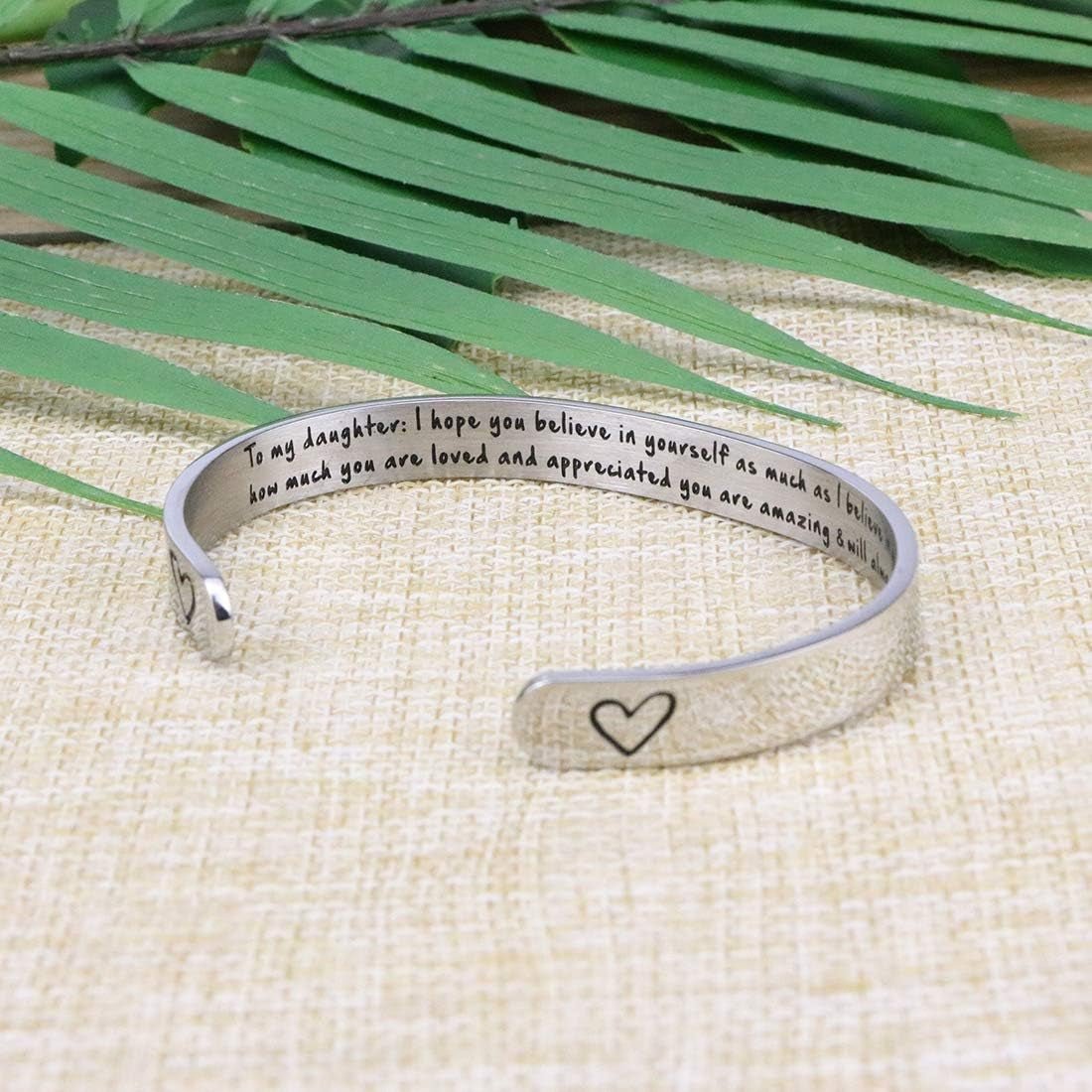 Daughter Mother Bracelets Wide Cuff Bangle Message Engraved Christmas Gifts for Her - Bella Fils jewelry