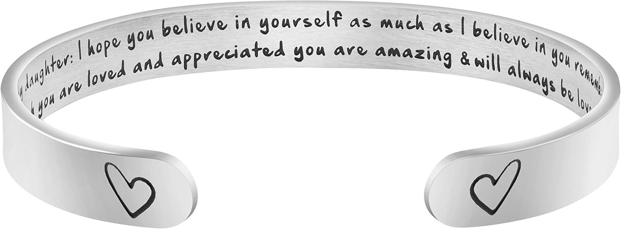 Daughter Mother Bracelets Wide Cuff Bangle Message Engraved Christmas Gifts for Her - Bella Fils jewelry