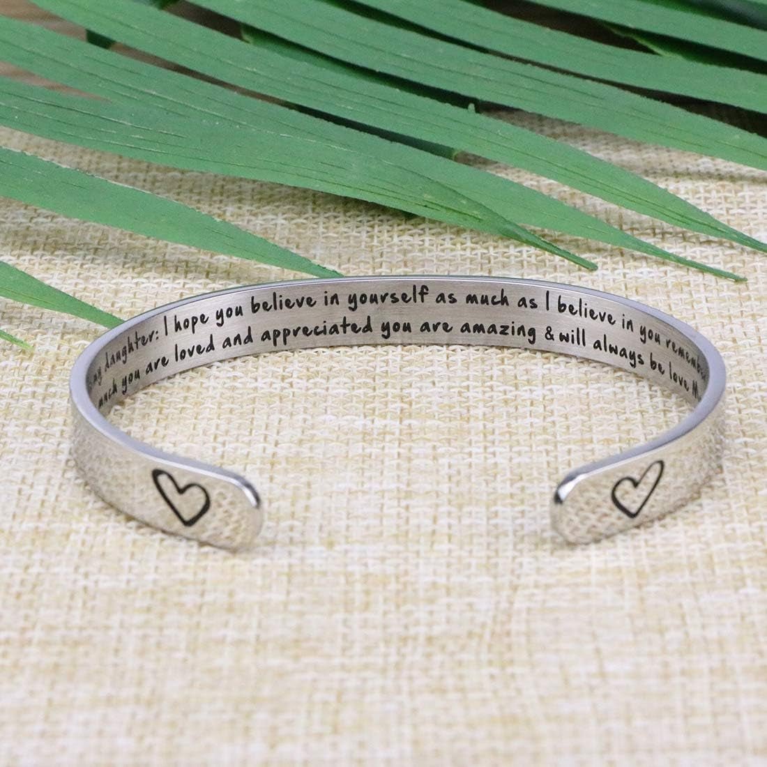Daughter Mother Bracelets Wide Cuff Bangle Message Engraved Christmas Gifts for Her - Bella Fils jewelry