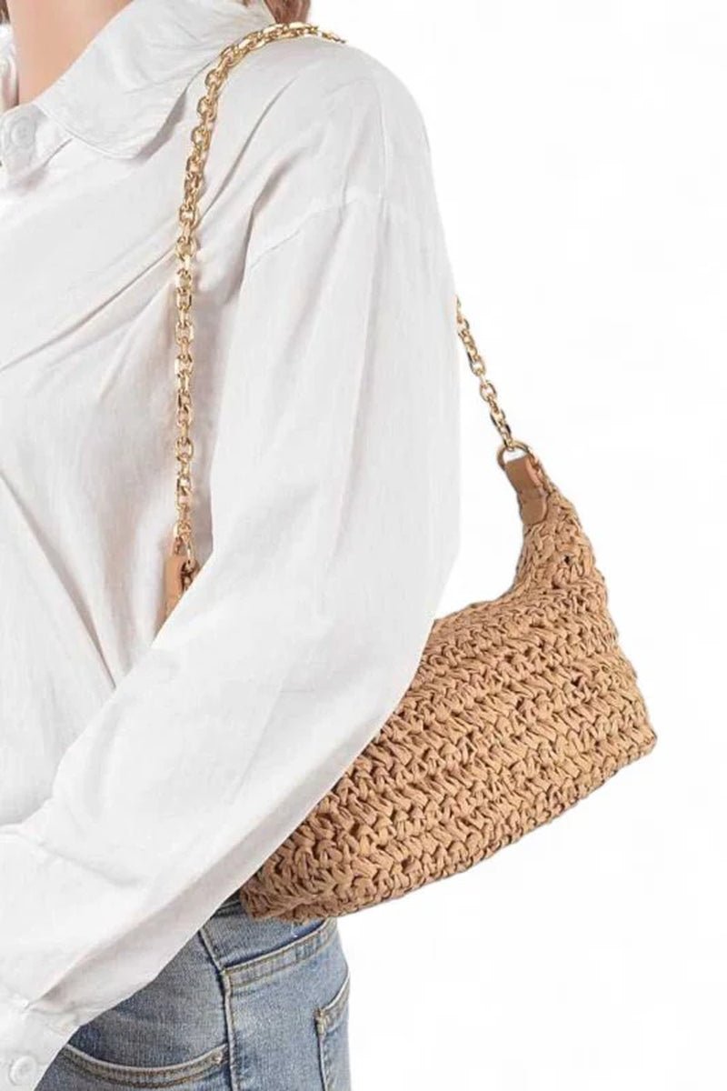 Faux Straw Fashion Shoulder Bag - Bella Fils jewelry