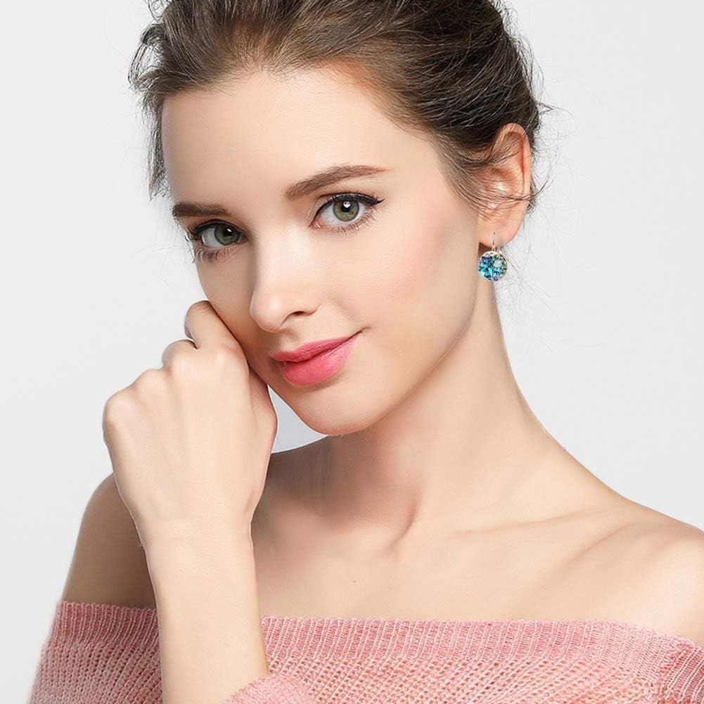 Gold Plated Leverback Earrings – Multicolor Crystal Drop Design - Bella Fils jewelry
