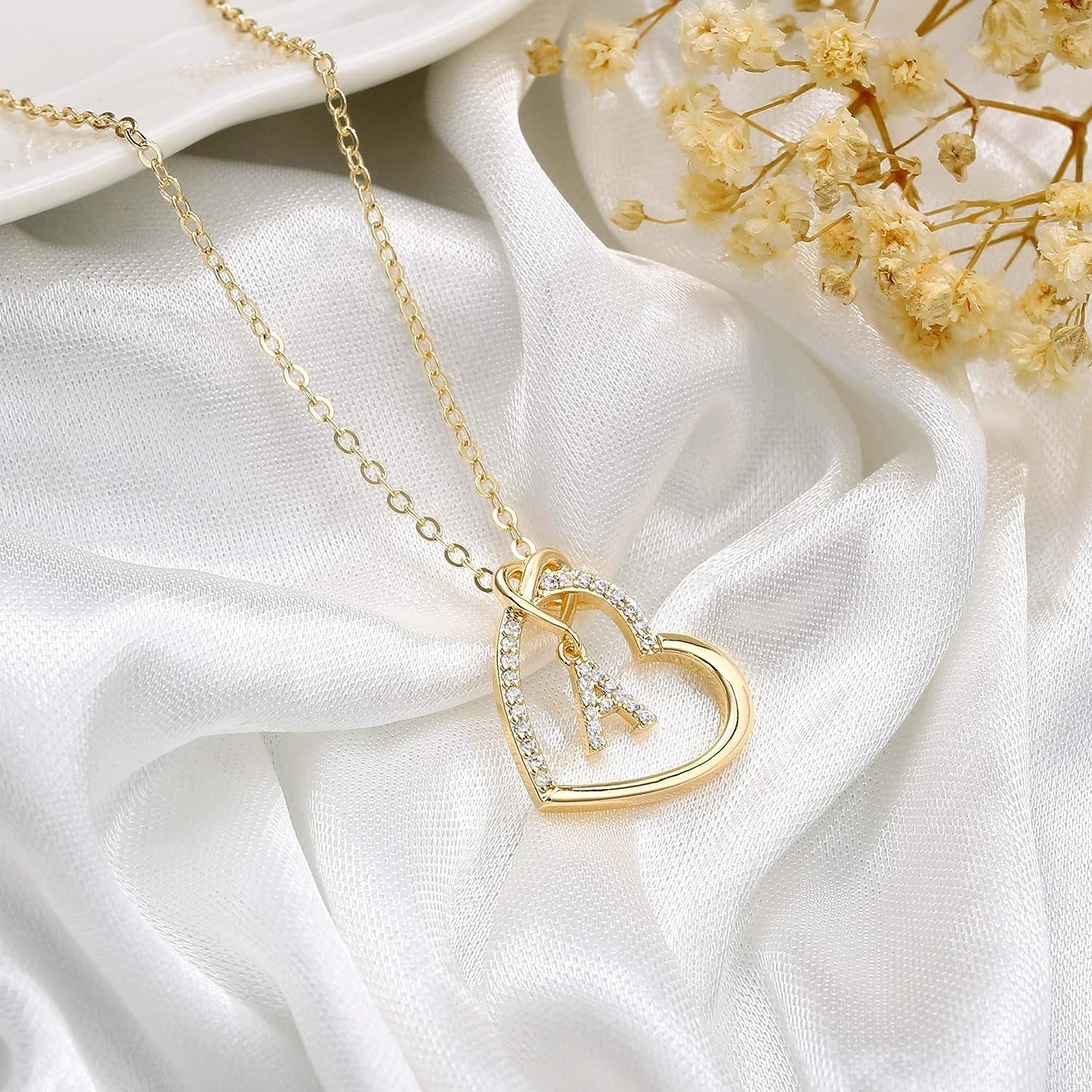 Graduation Gift Initial Heart Necklace – CZ Dainty Jewelry - Bella Fils jewelry