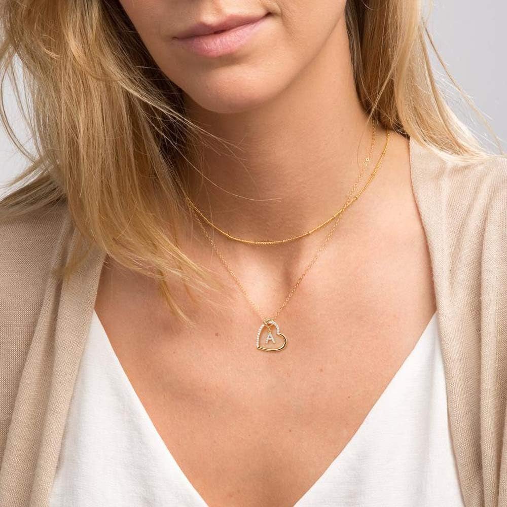 Graduation Gift Initial Heart Necklace – CZ Dainty Jewelry - Bella Fils jewelry