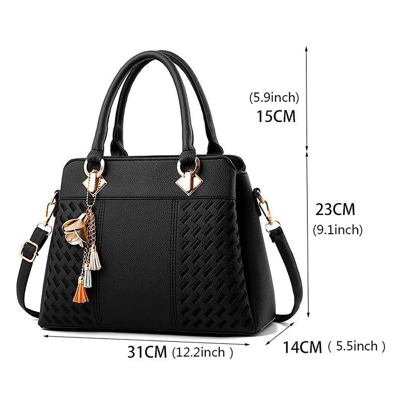 Handbags for Women ,Women Handbags Roomy Fashion Tote Leather Bag Ladies Purse Satchel Shoulder Bags Black Bag - Bella Fils jewelry