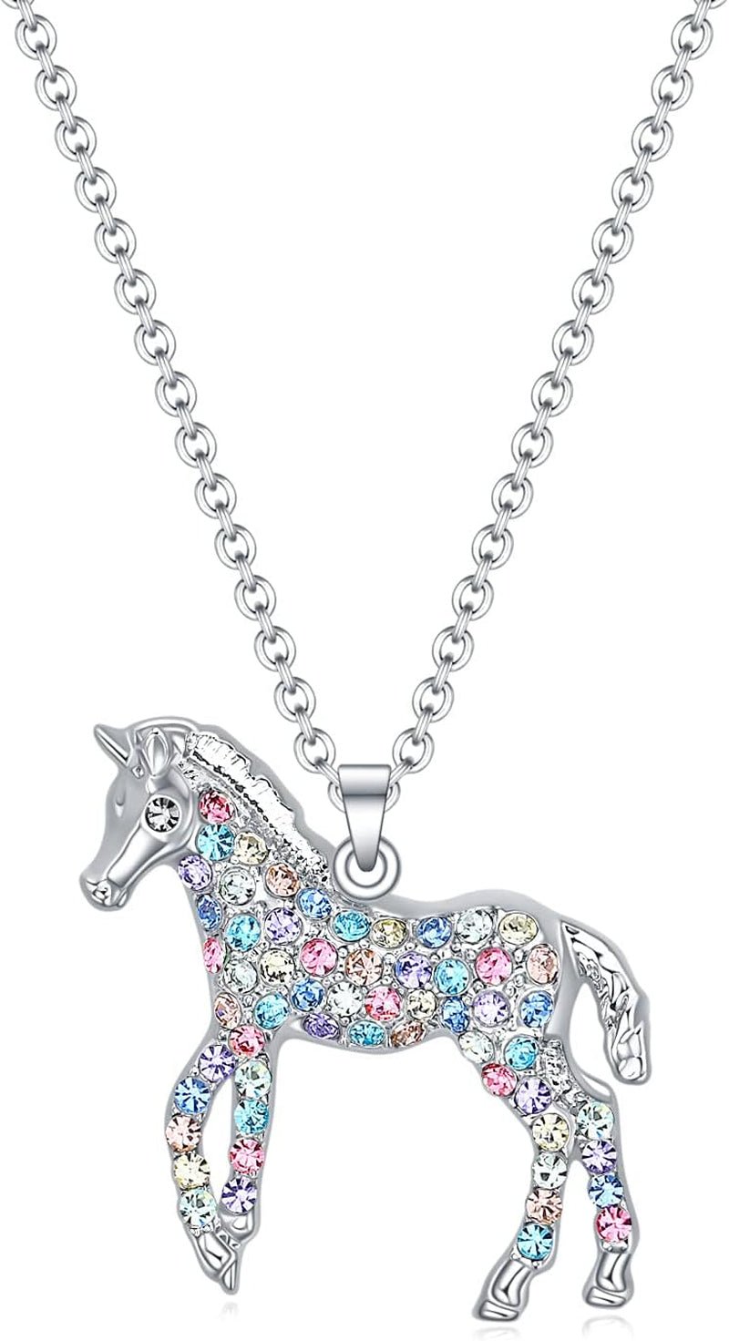 Horse Lover Necklace for Teen Girls – Rainbow Charm Jewelry - Bella Fils jewelry