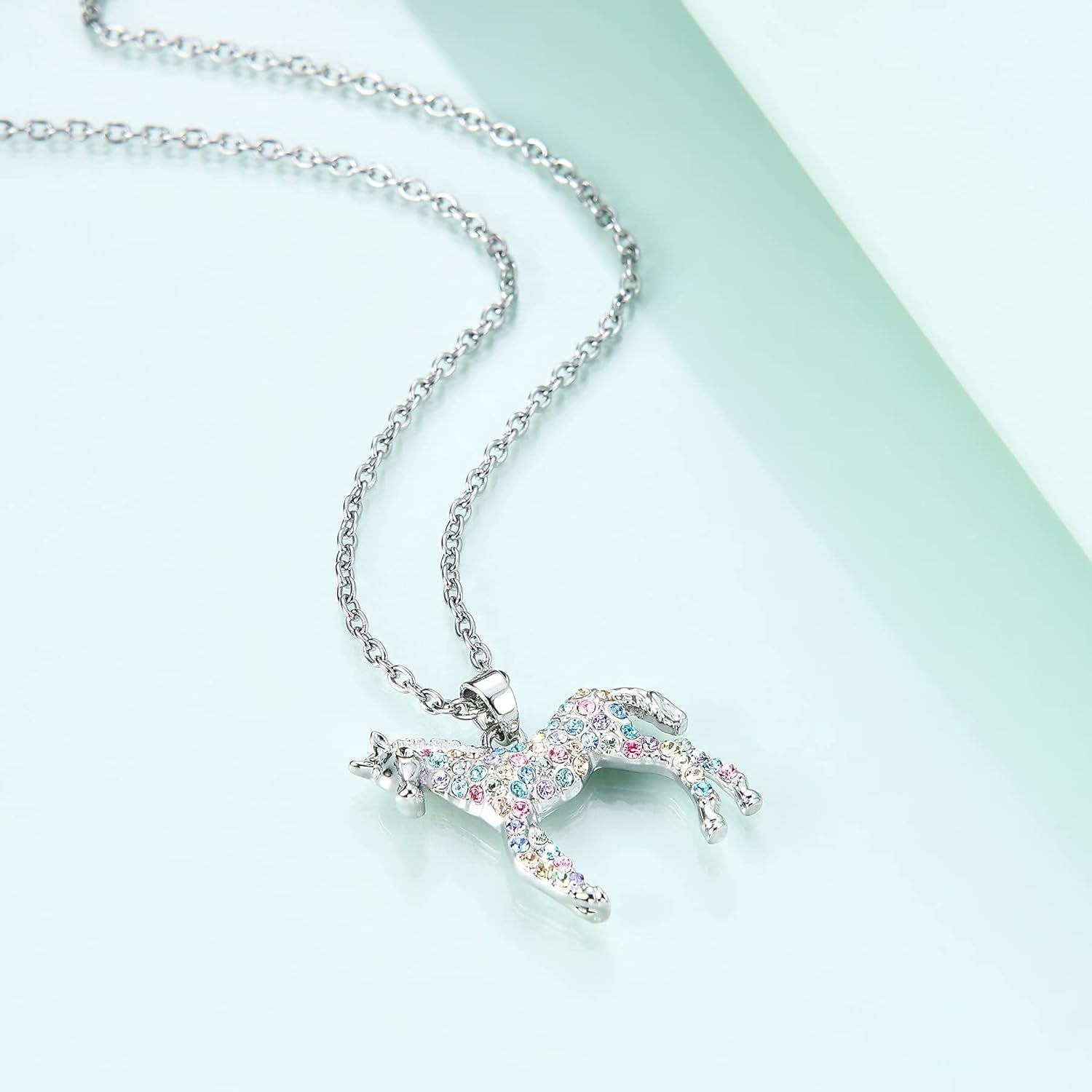 Horse Lover Necklace for Teen Girls – Rainbow Charm Jewelry - Bella Fils jewelry