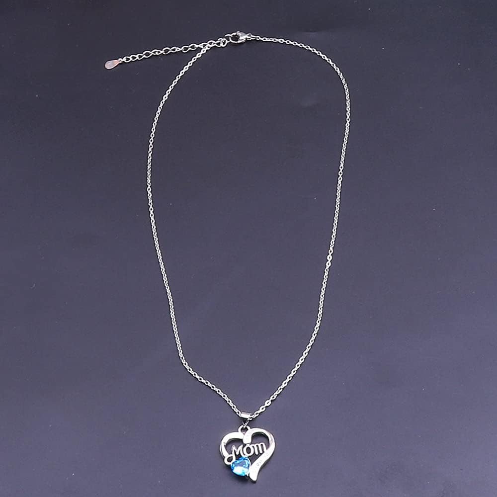I Love You Mom Necklace – Silver Heart & Birthstone Design - Bella Fils jewelry